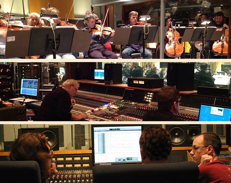 String section recording, studio control rooms